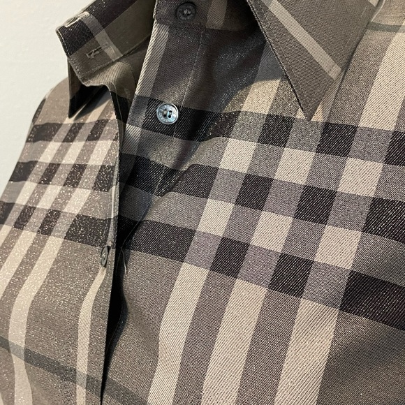 LIM ED Burberry Authentic Women Shimmery Gray Long Sleeve Button Down Shirt - Picture 8 of 12